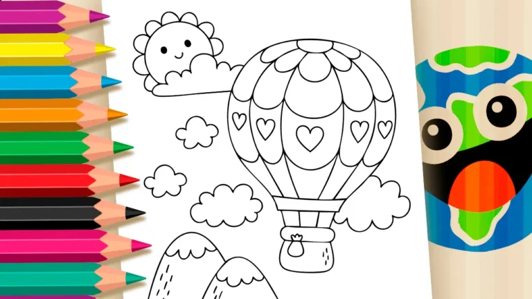 Desenho para colorir O Vento e a Magia dos Balões: Pinte um Céu de Aventura!