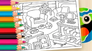 Desenho para colorir 🛍️ Bazar para Colorir – Desenho Fofo e Criativo no Estilo Desenho Kawaii