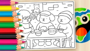 Desenho para colorir E se fosse no Brasil? Boteco no estilo Desenho Kawaii 🇧🇷🎨