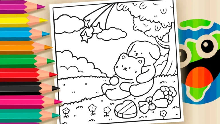 Desenho para colorir Faz Um Pedido Para A Estrela Cadente! 🌙🐶🐱