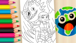 Desenho para colorir Como Treinar o Seu Dragão: Pinte Astrid e Tempestade!