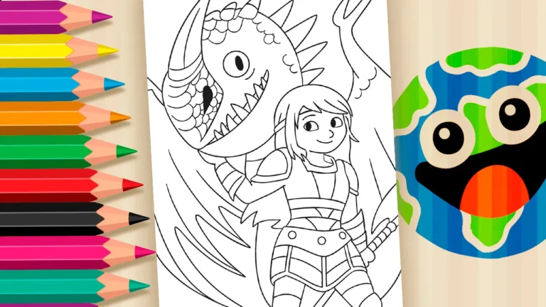 Desenho para colorir Como Treinar o Seu Dragão: Pinte Astrid e Tempestade!