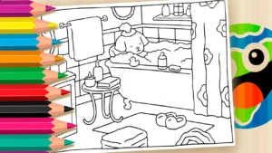 Desenho para colorir Colorir Desenho Kawaii: Hora do Banho do Cachorrinho Mais Fofo da Internet