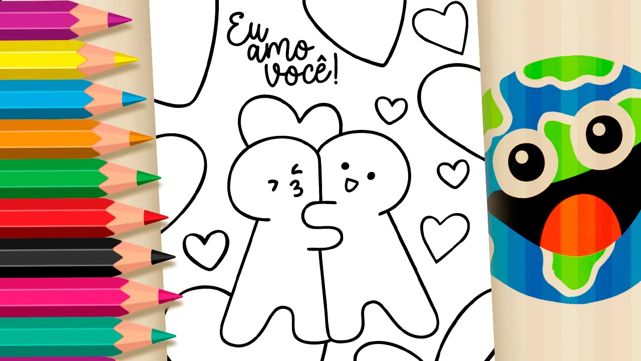 Desenho para Colorir do Dia dos Namorados: “Eu Amo Você!” 💕