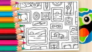 Desenho para colorir 🎨 Mural para Colorir de Desenho Kawaii