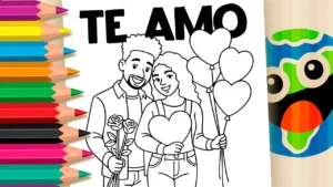 Desenho para colorir 💘 Te Amo – Desenho para Colorir do Dia dos Namorados