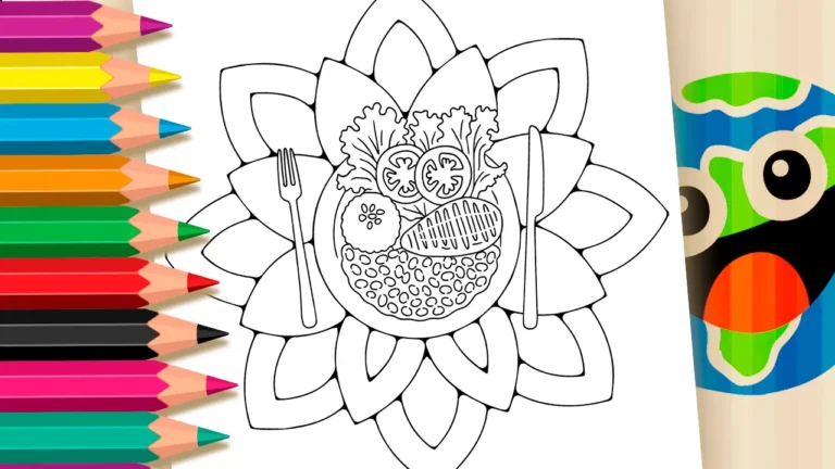 Desenho para colorir Prato Saudável para Colorir