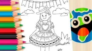 Desenho para colorir Princesa do São João para Colorir Online – Desenho Grátis e Encantador!