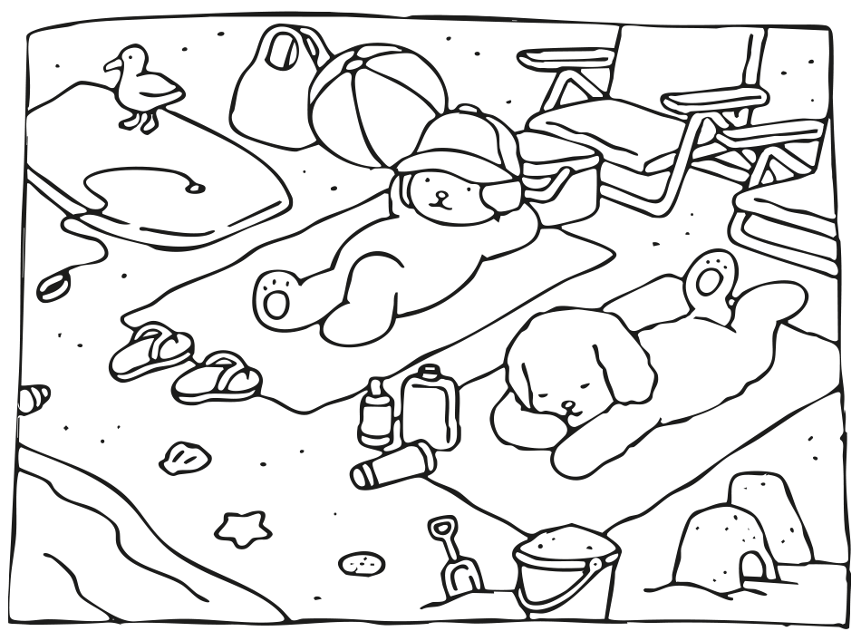 Desenho de Kawaii na Praia de Porto de Galinhas para Colorir para imprimir e colorir - PDF grátis para pessoas de todas as idades