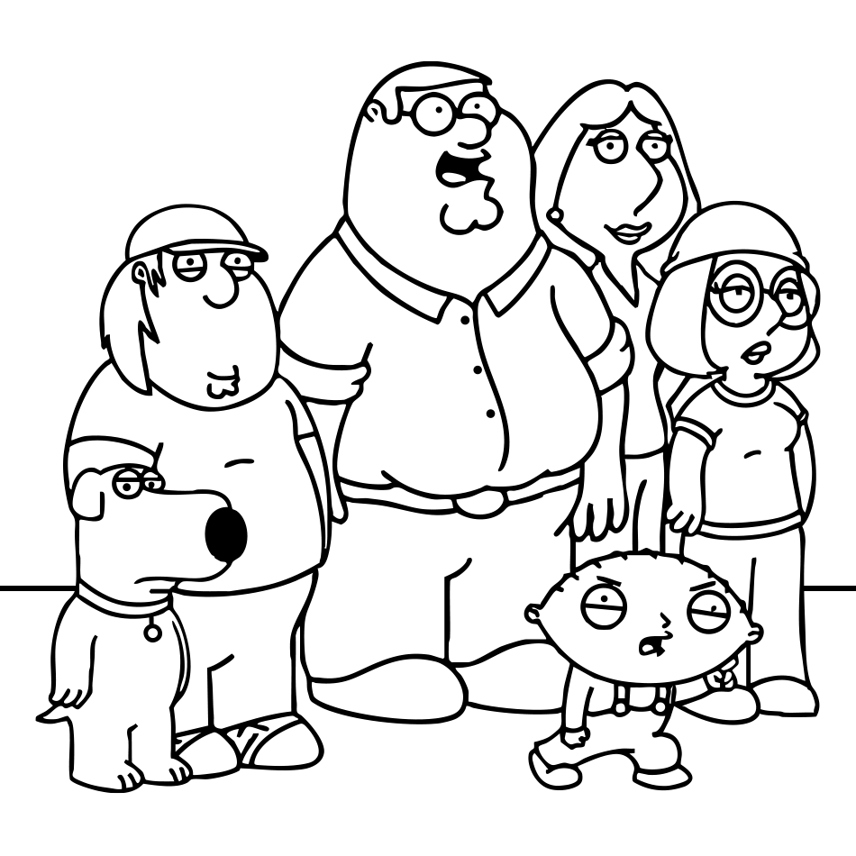 Desenho de Colorir Family Guy — Todos os Personagens em Um Só ! para imprimir e colorir - PDF grátis para pessoas de todas as idades
