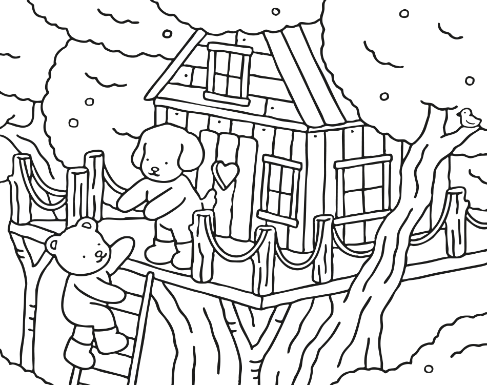 Desenho de Kawaii Ninho de Amor para imprimir e colorir - PDF grátis para pessoas de todas as idades