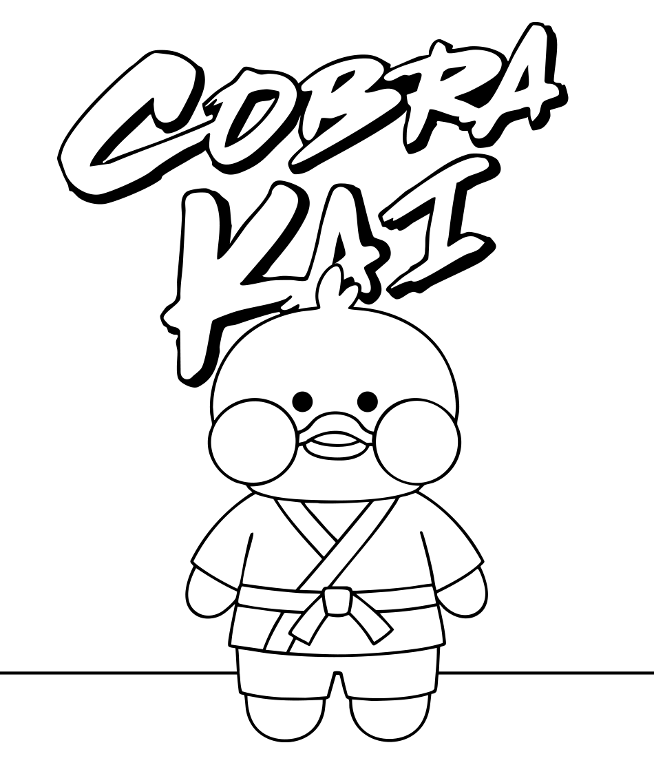 Desenho de PATO COBRA KAI : Liberte seu Espírito Lutador com o Paper Duck Karateca! para imprimir e colorir - PDF grátis para pessoas de todas as idades