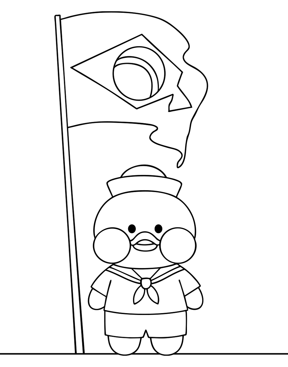 Desenho de Pinte o Patinho Paper Duck Marinheiro: Homenagem ao Dia do Marinheiro! para imprimir e colorir - PDF grátis para pessoas de todas as idades