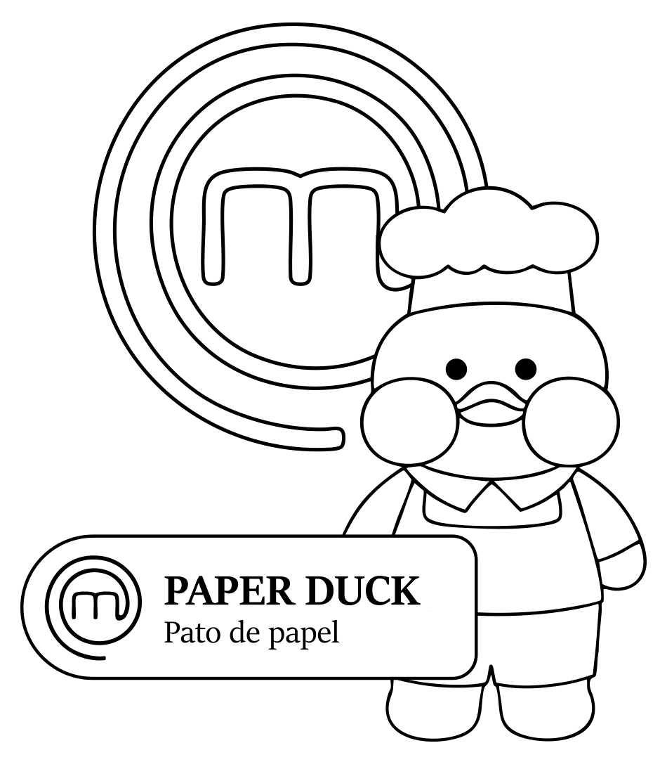 Desenho de 🦆 MasterChef Paper Duck: Pinte o Patinho Mais Chef do Mundo! 🧑🍳 para imprimir e colorir - PDF grátis para pessoas de todas as idades