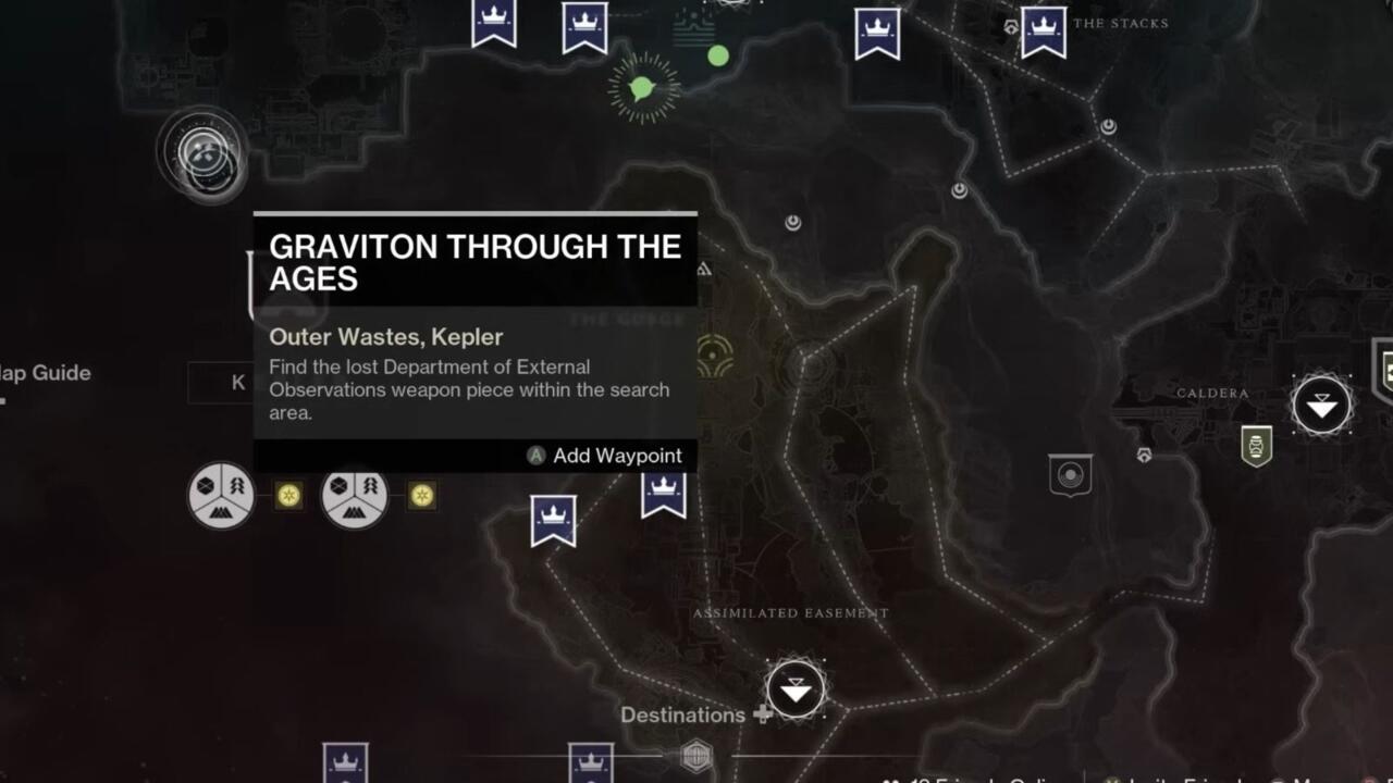 Encontrando as peças da arma Graviton Spike.