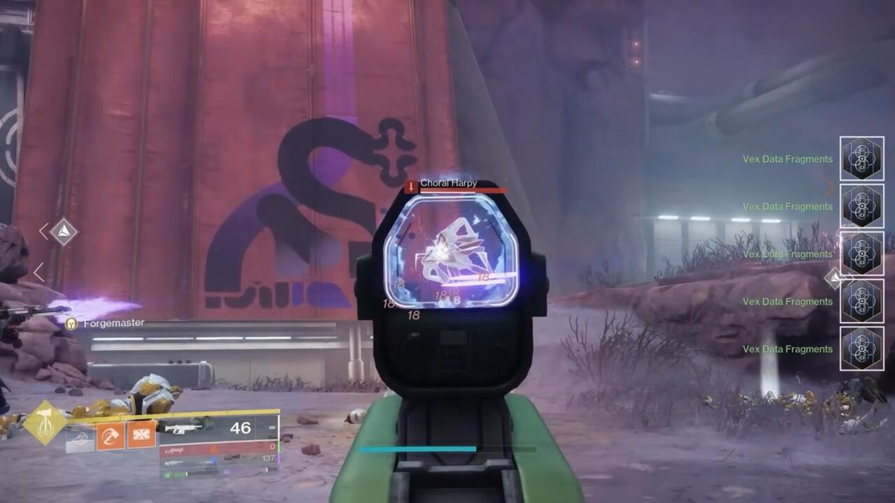 Coletar Fragmentos de Dados Vex para progredir na missão.