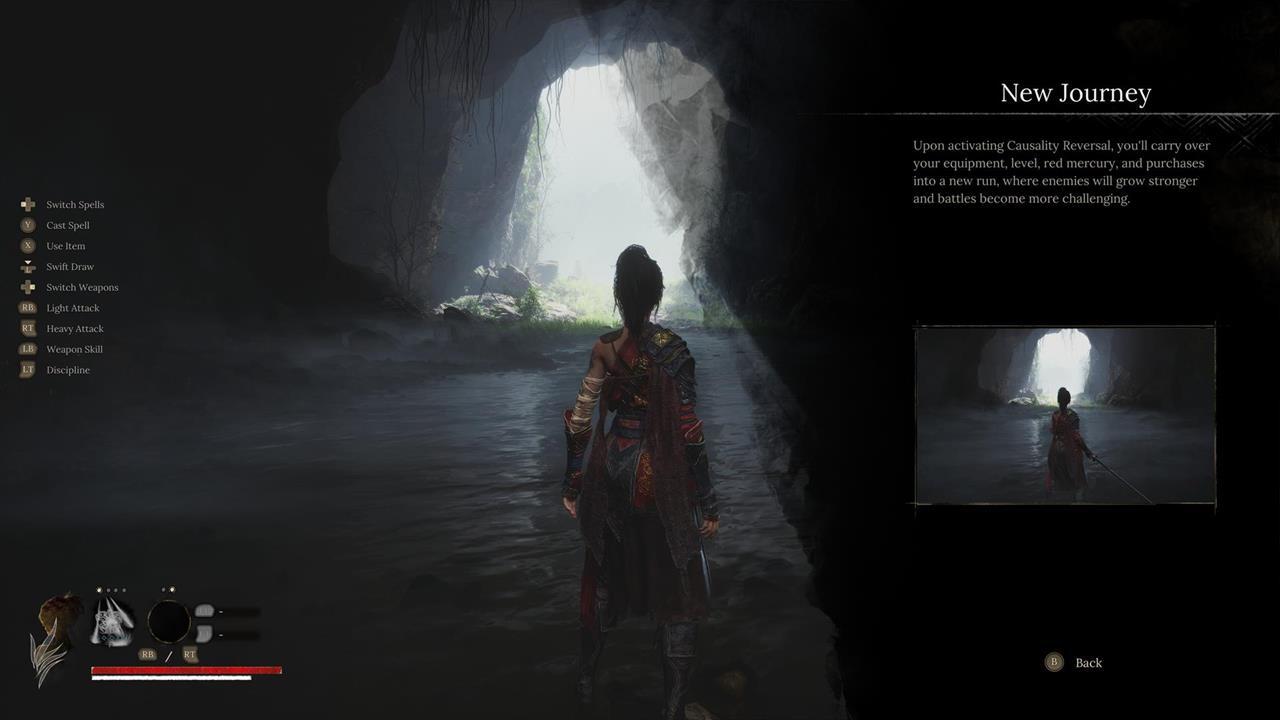 Wuchang acorda na mesma caverna ao iniciar o New Game Plus.
