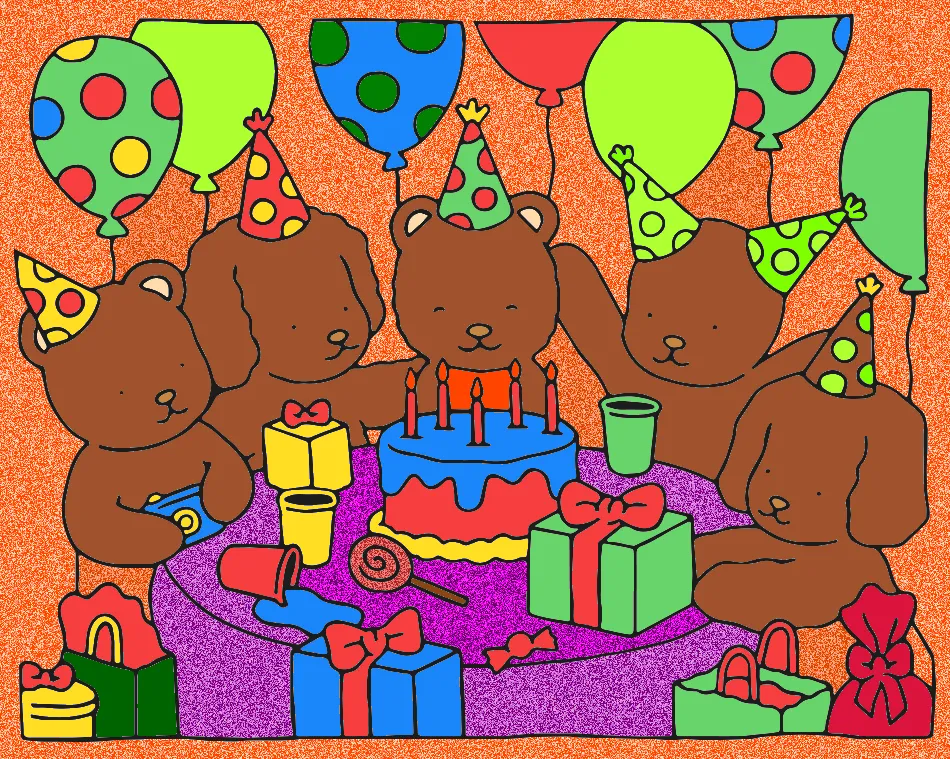 A festa de aniversário 🎂 – Desenho Colorido Online
