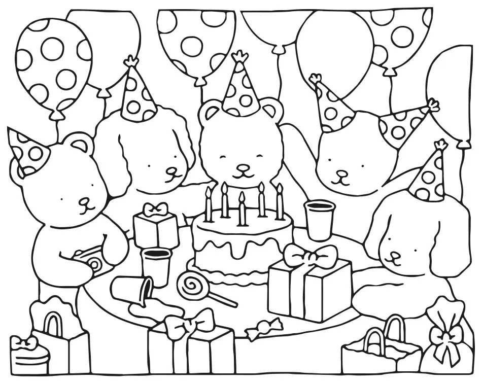 Desenho para colorir do aniversário do ursinho Bobbie Goods!