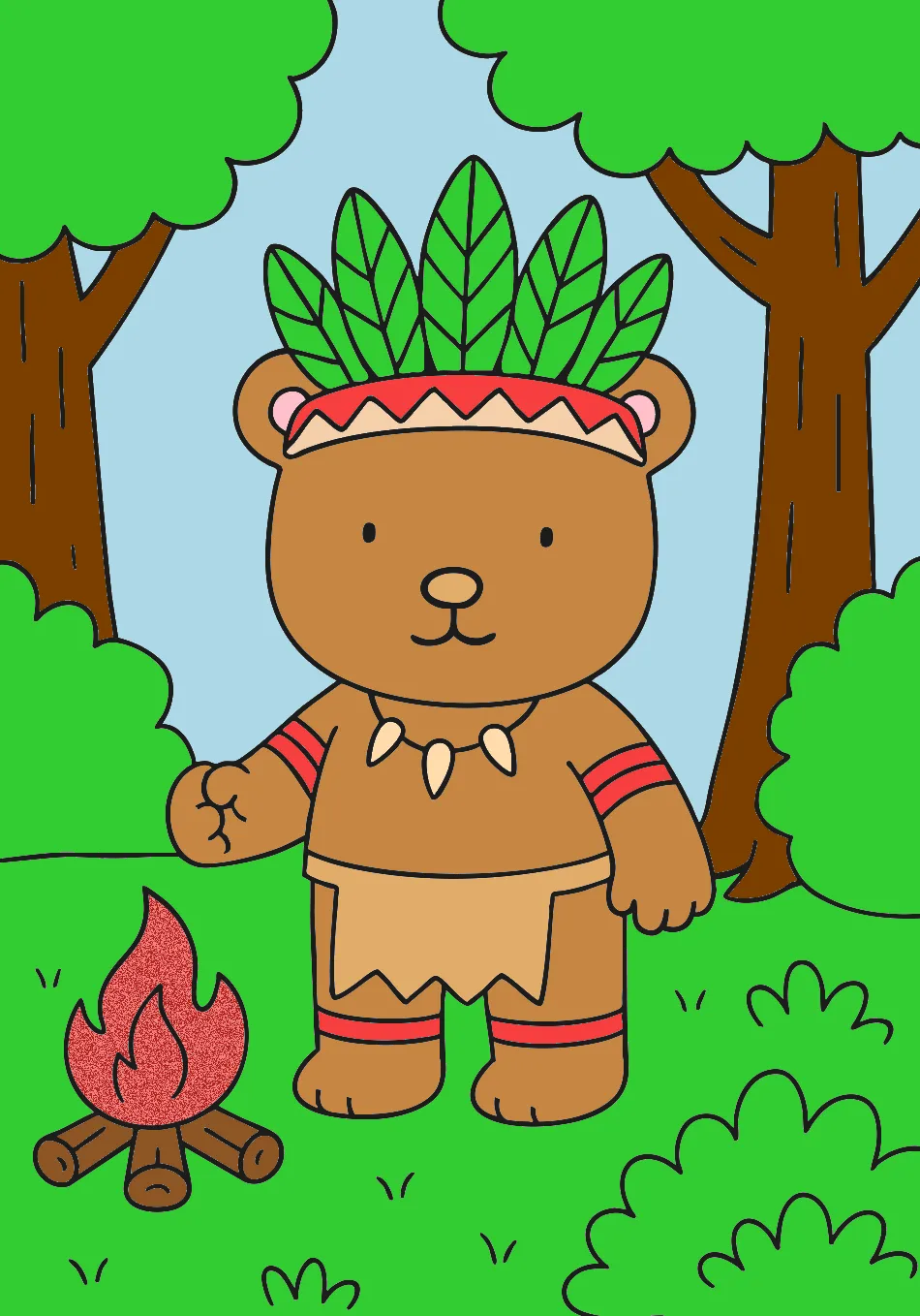 BICHINHO FOFO INDIANO – Desenho Colorido Online - Imagem Destacada