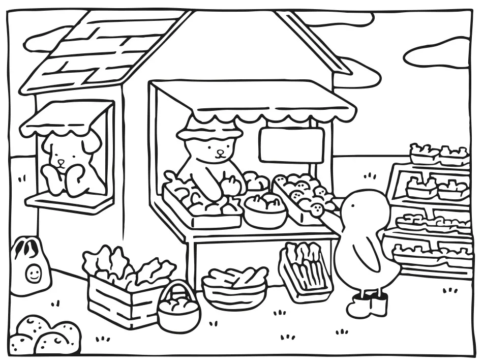 Desenho para colorir da feirinha Bobbie Goods.
