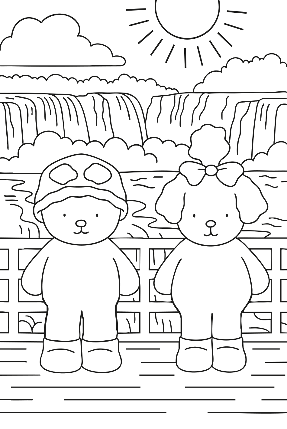 Desenho de E se Fosse no Brasil?  Kawaii em Foz do Iguaçu para imprimir e colorir - PDF grátis para pessoas de todas as idades