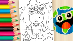Desenho para colorir E se Fosse no Brasil? Bobbie Goods Guarani Kaiowá