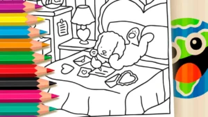 Coloring Page Desenho para Colorir Desenho Kawaii: Carta de Amor