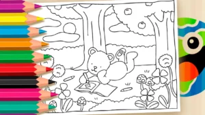 Coloring Page Desenho para Colorir Desenho Kawaii: Desenhando na Natureza