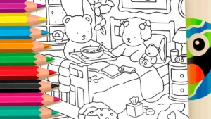 Desenho para Colorir Desenho Kawaii: Recuperando da Gripe!