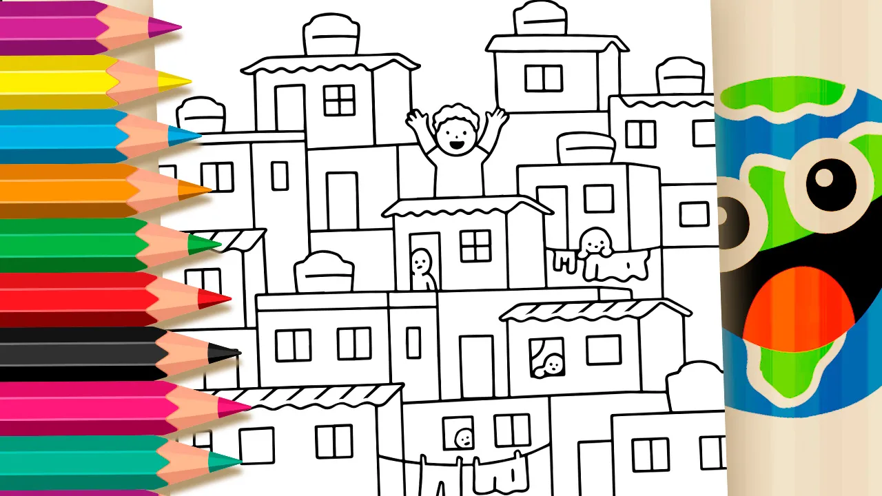 Desenho para Colorir Online: A Alegria da Favela