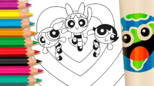 Desenho para colorir 💖 Colorir Online: Meninas Superpoderosas! Salve o Dia com Suas Cores!