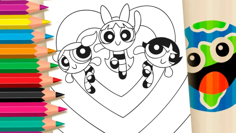 Desenho para colorir 💖 Colorir Online: Meninas Superpoderosas! Salve o Dia com Suas Cores!