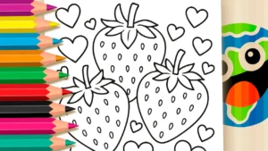 Desenho para colorir Colorir Online Morango do Amor 🍓❤️
