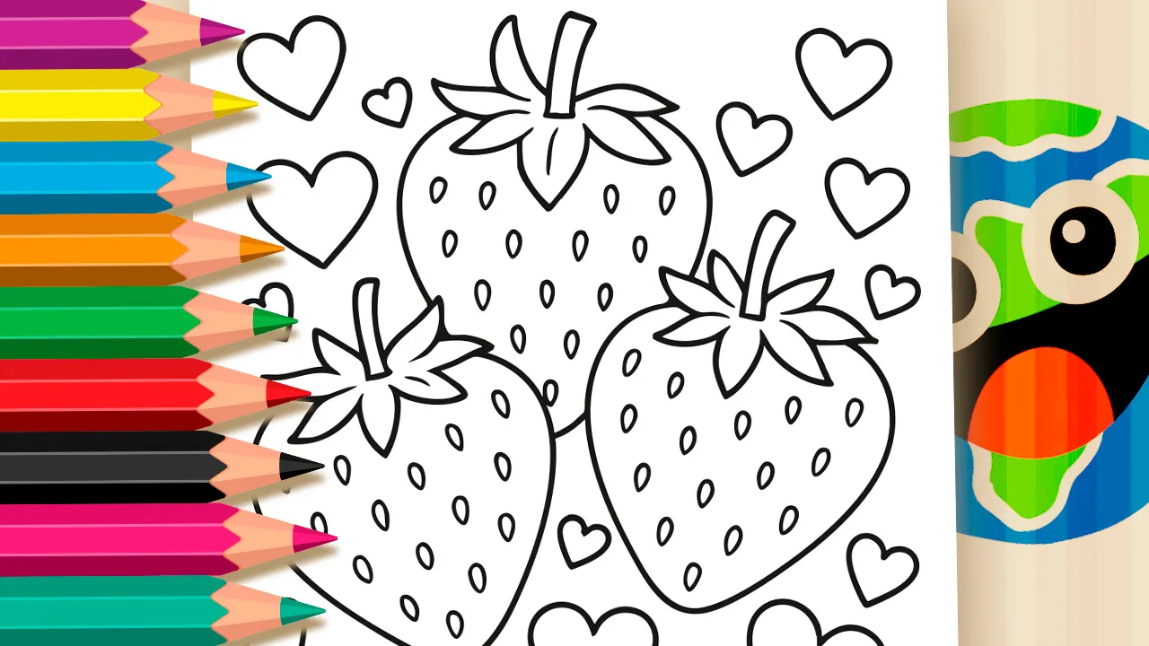 Colorir Online Morango do Amor 🍓❤️