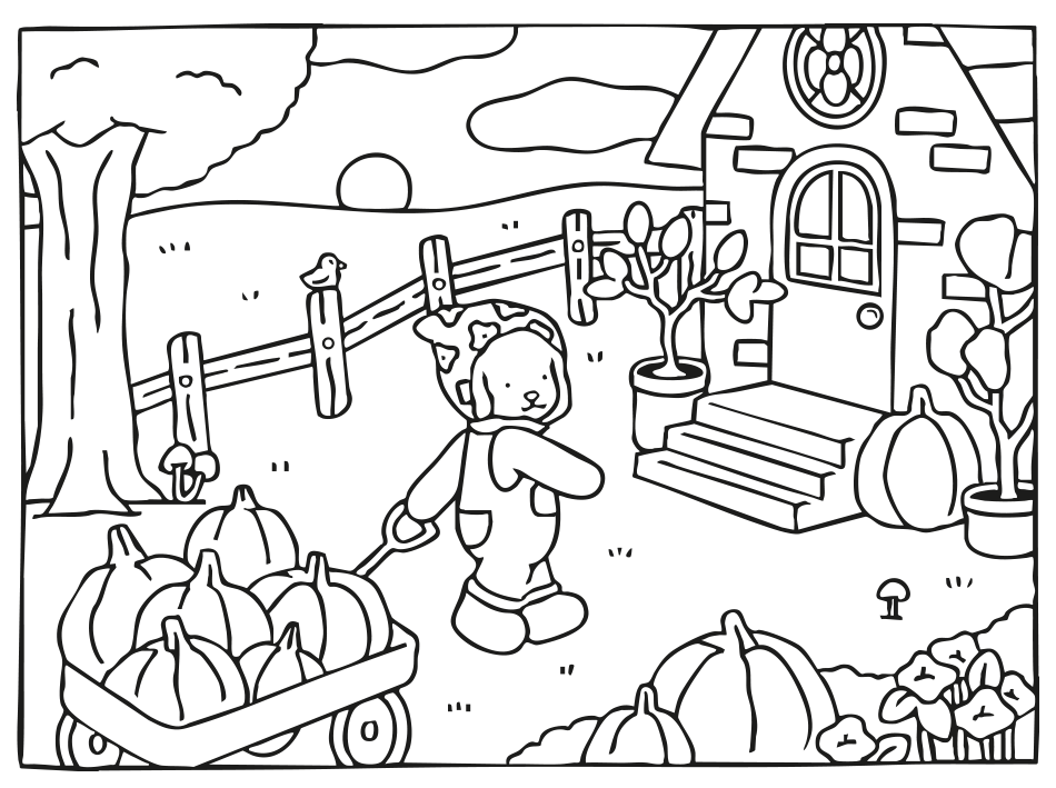 Desenho de Kawaii: A Colheita de Abóboras Mais Doce! para imprimir e colorir - PDF grátis para pessoas de todas as idades