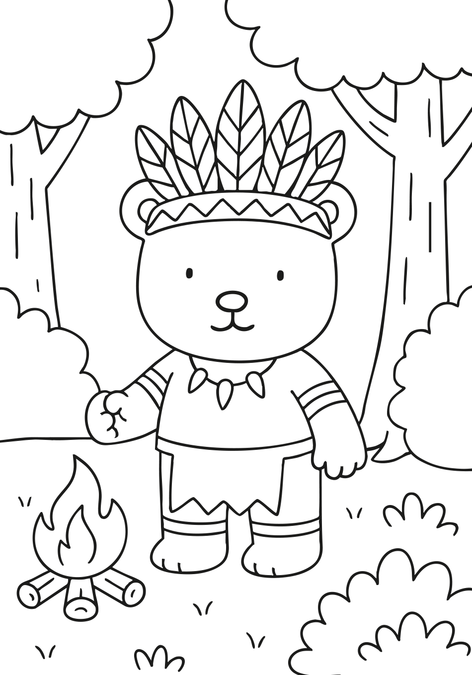 Desenho de E se Fosse no Brasil? Kawaii Guarani Kaiowá para imprimir e colorir - PDF grátis para pessoas de todas as idades