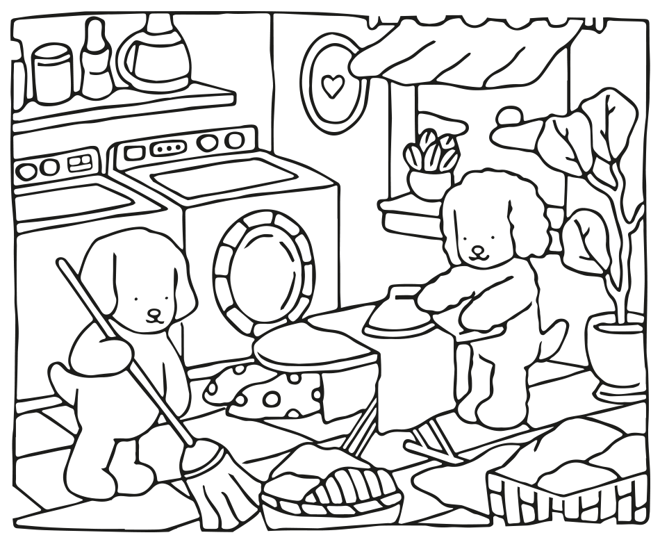 Desenho de Kawaii: A Doçura das Tarefas Domésticas para imprimir e colorir - PDF grátis para pessoas de todas as idades