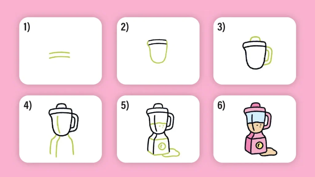 Desenho para desenhar: aprenda a fazer um liquidificador no estilo Bobbie Goods.