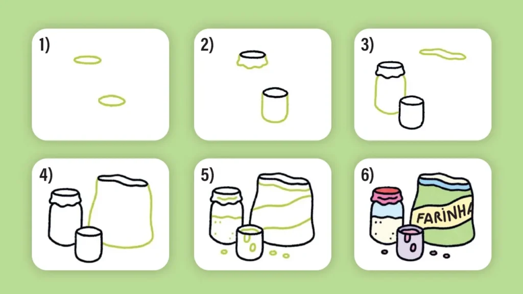 Desenho para desenhar: aprenda a fazer um pote de farinha no estilo Bobbie Goods.