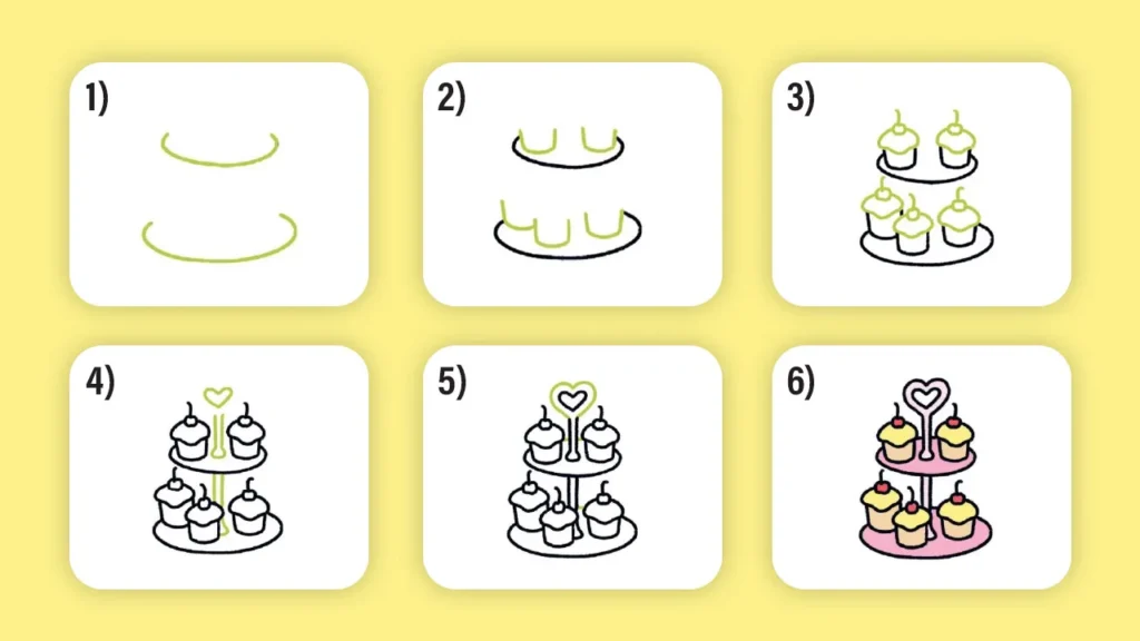 Desenho para desenhar: aprenda a fazer uma torre de cupcake no estilo Bobbie Goods.