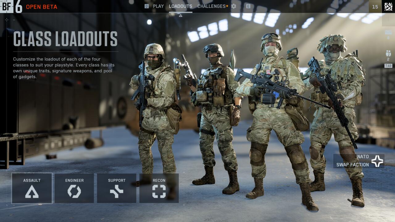 Todas as quatro opções de classe em Battlefield 6