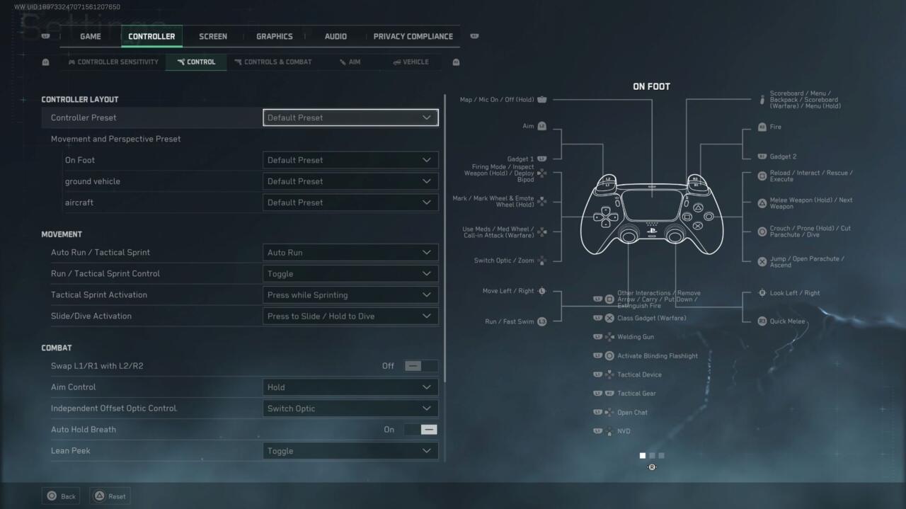 Layout do controle