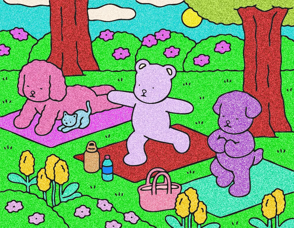 Alongando com as bests – Desenho Colorido Online - Imagem Destacada