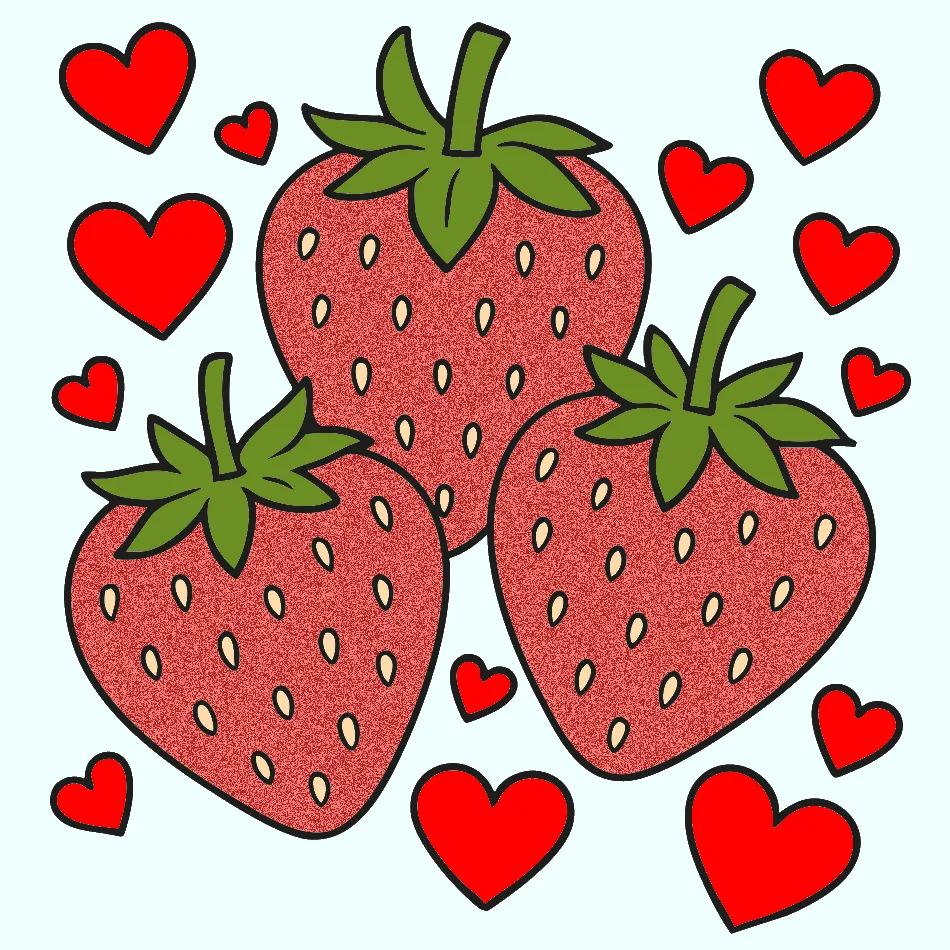 amor de morango – Desenho Colorido Online - Imagem Destacada