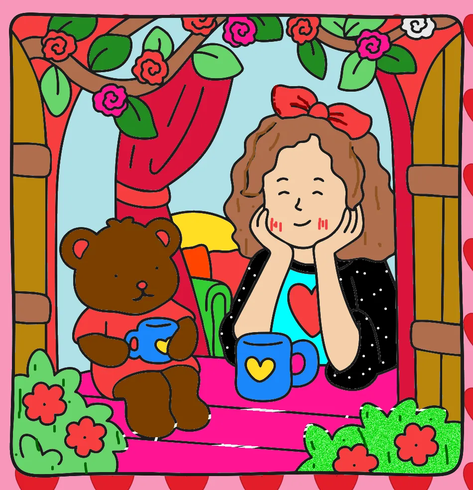 bonequinha,vamos tomar chá? – Desenho Colorido Online - Imagem Destacada