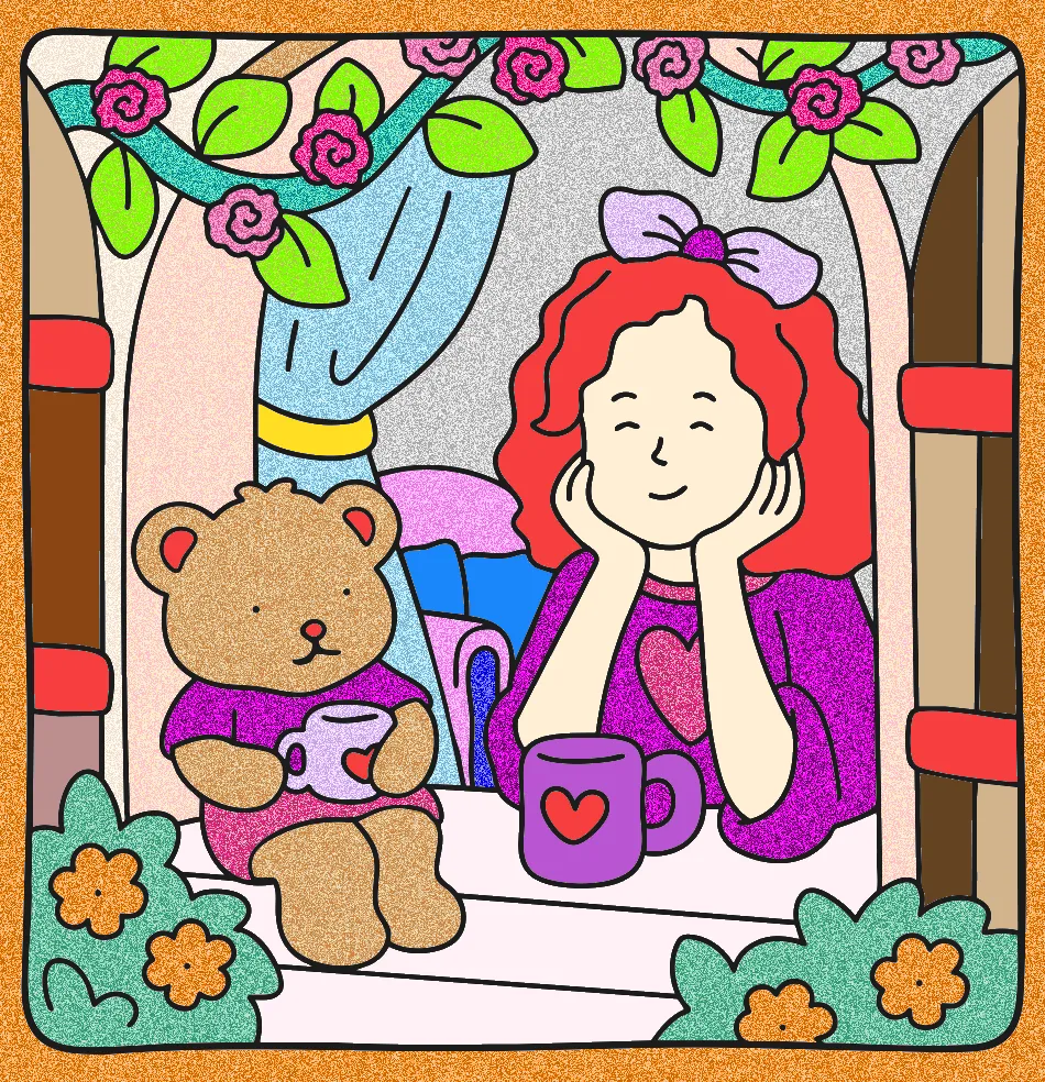 cafe com a amiga – Desenho Colorido Online - Imagem Destacada