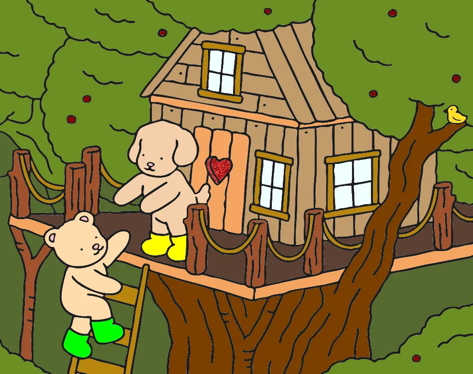 CASA NA ARVORE – Desenho Colorido Online - Imagem Destacada