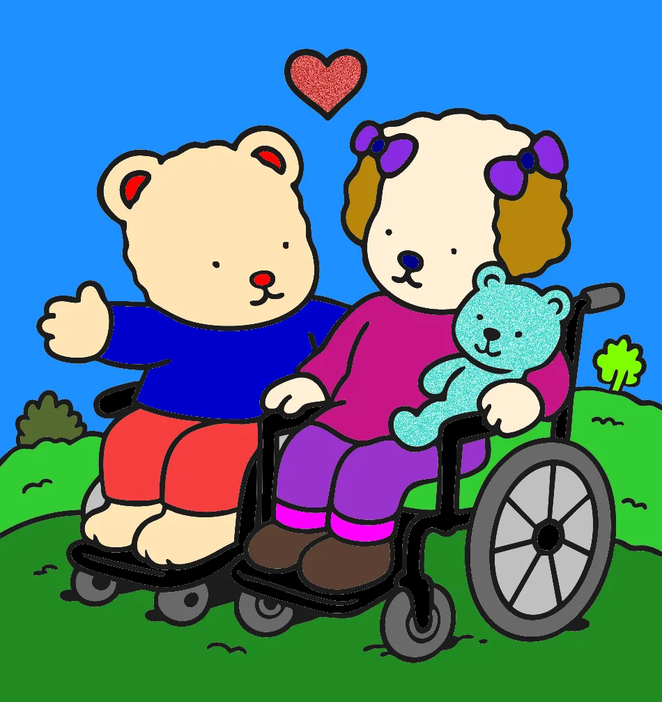 casal de cadeirante – Desenho Colorido Online - Imagem Destacada