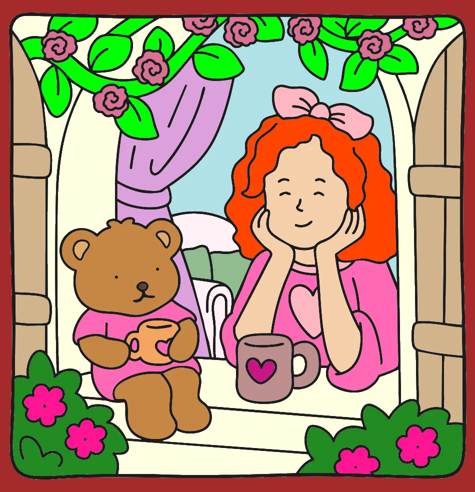 chá no chalé! – Desenho Colorido Online - Imagem Destacada